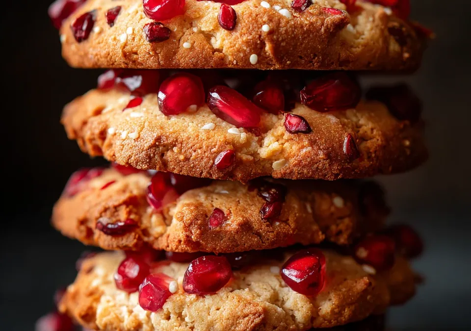 Tahini Cookies with Pomegranate Seeds