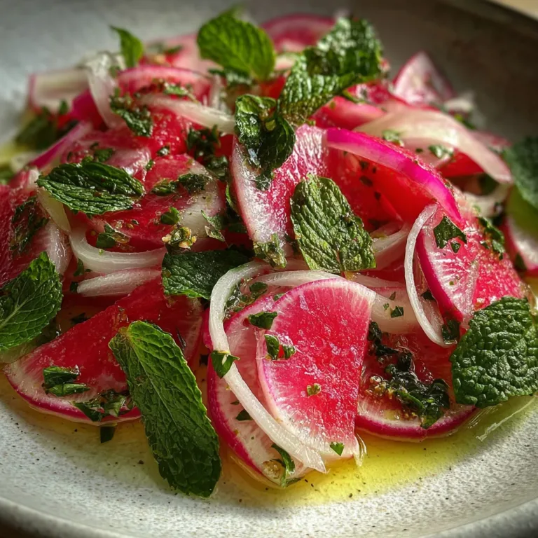 Watermelon Radish and Mint Salad