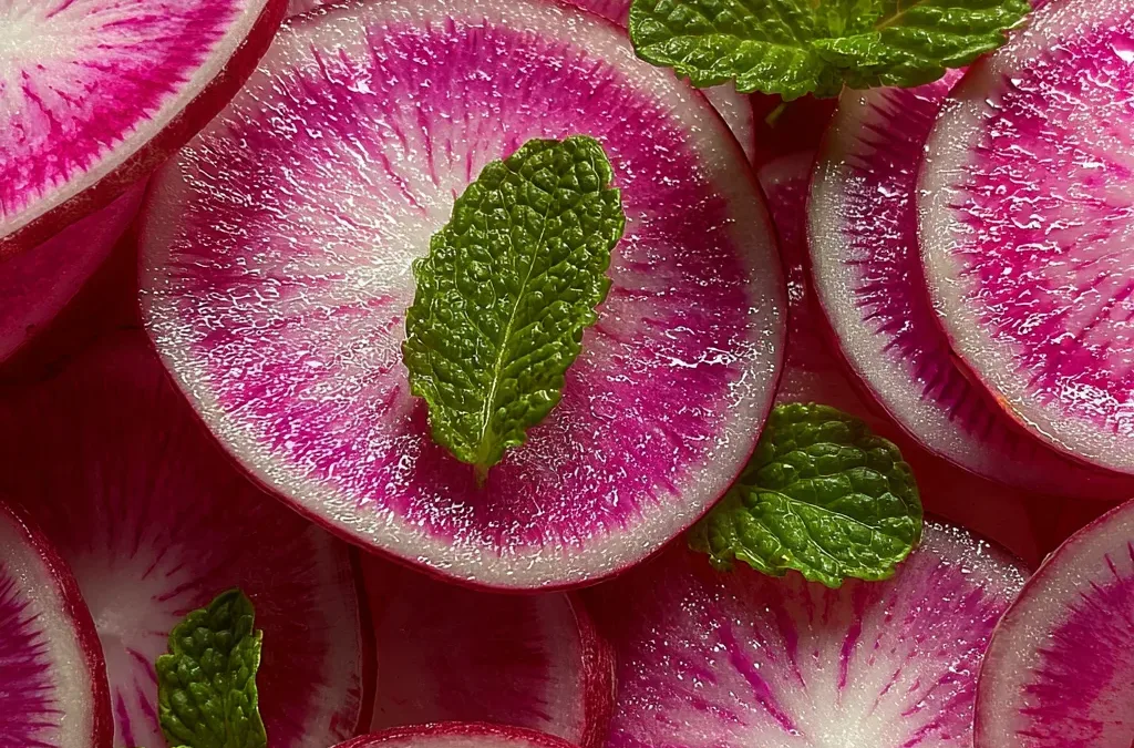 Watermelon Radish and Mint Salad