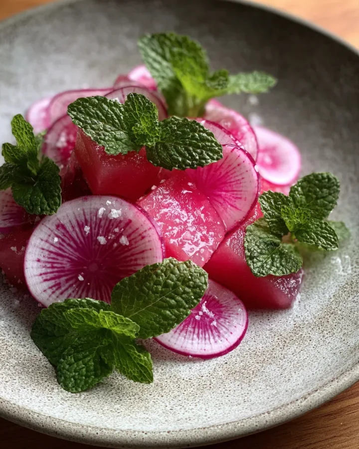 Watermelon Radish and Mint Salad