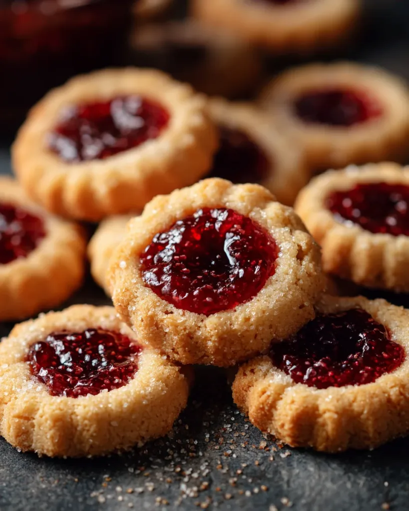 Almond and Jam Thumbprint Cookies