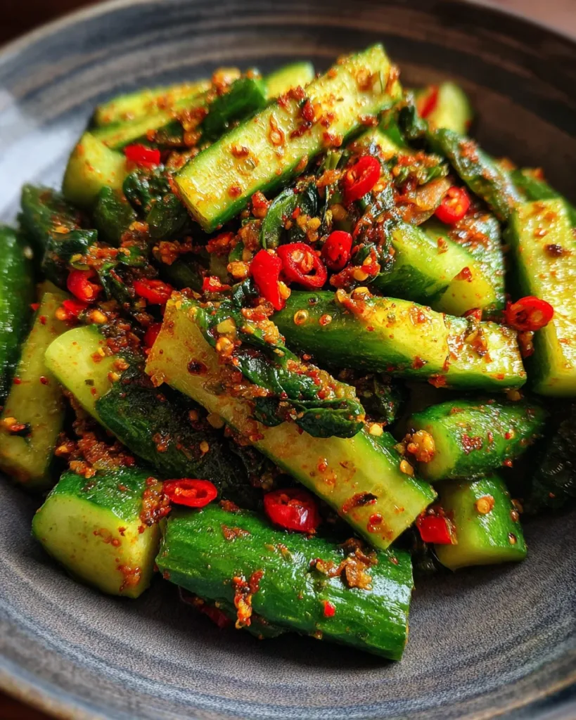 Chilli Cucumber Salad with Indian Tadka