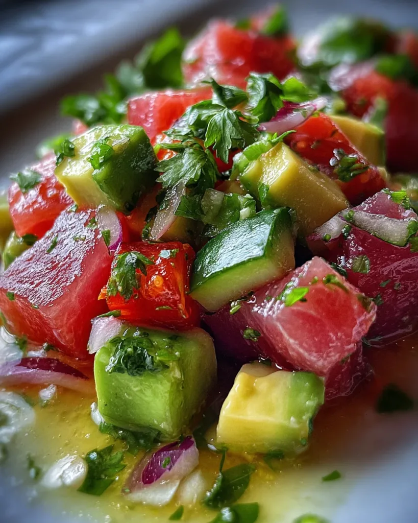 Cucumber Avocado Ahi Ceviche