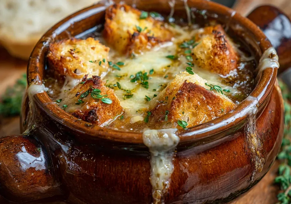 French Onion Soup with Gruyère Croutons