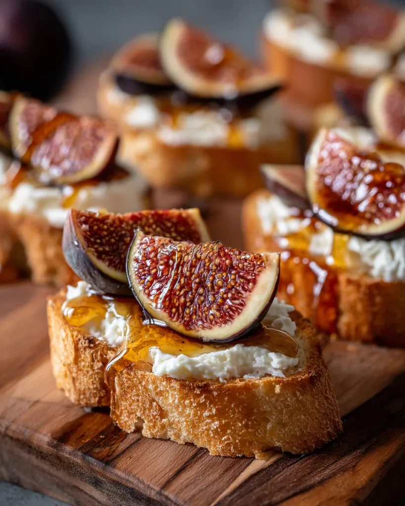 Goat Cheese and Fig Crostini with Honey Drizzle