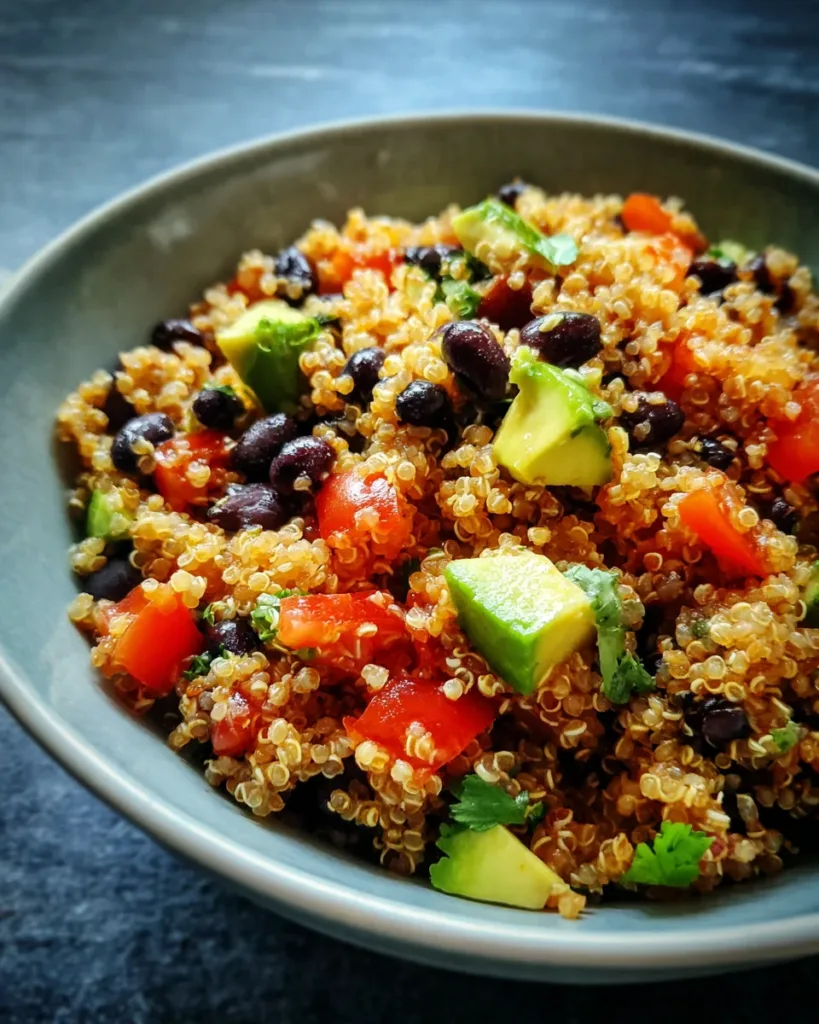 Quinoa and Black Bean Salad with Avocado Lime Dressing