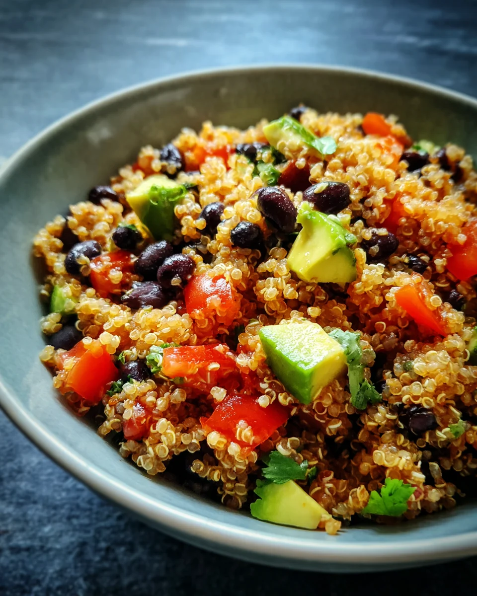 Quinoa and Black Bean Salad with Avocado Lime Dressing