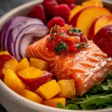Salmon Salad Bowl with Stone Fruit Salsa Recipe: A Fresh and Vibrant Delight for Summer