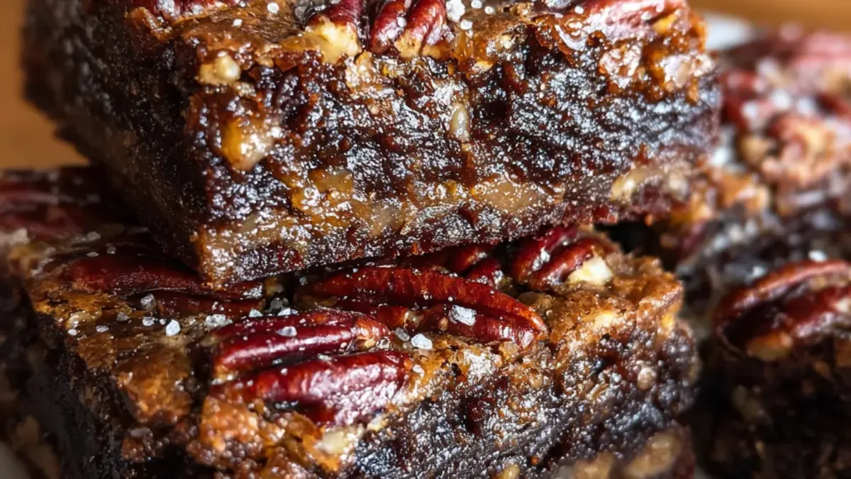 Texas Chocolate Pecan Pie Brownies close-up