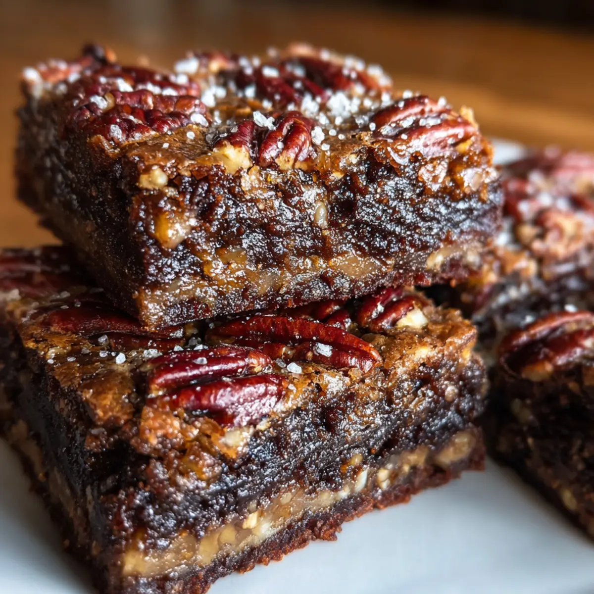 Texas Chocolate Pecan Pie Brownies close-up