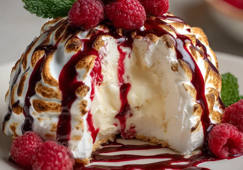 Baked Alaska with Raspberry Ripple Ice Cream