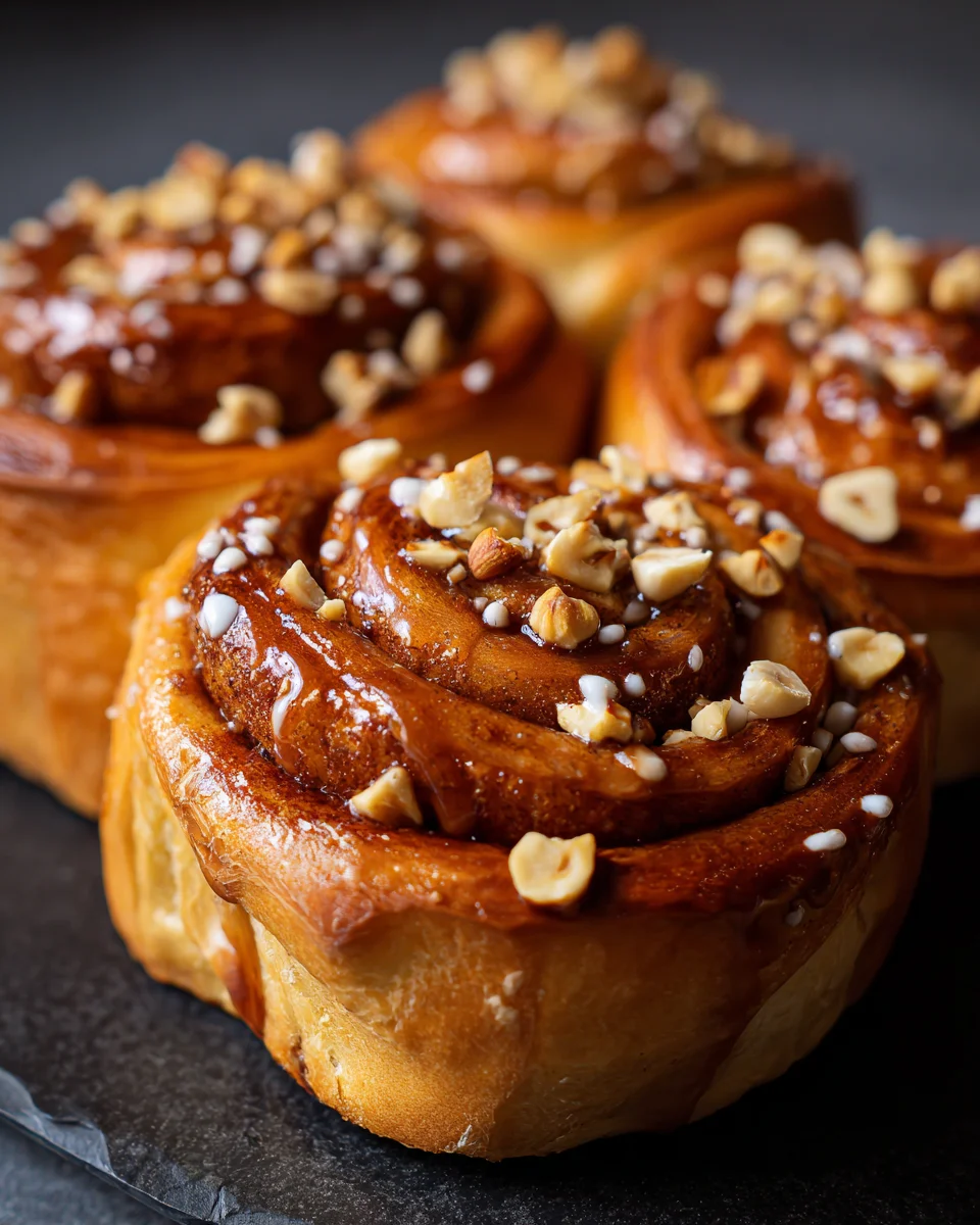 Brioche Cinnamon Rolls with Hazelnut Praline