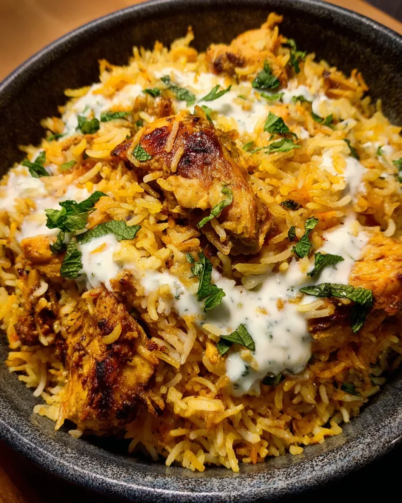 Chicken Biryani with Yogurt-Mint Raita