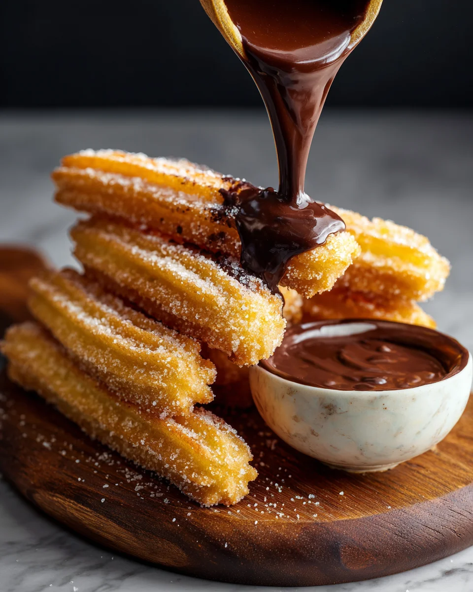 Churros with Chocolate-Dulce de Leche Dipping Sauce
