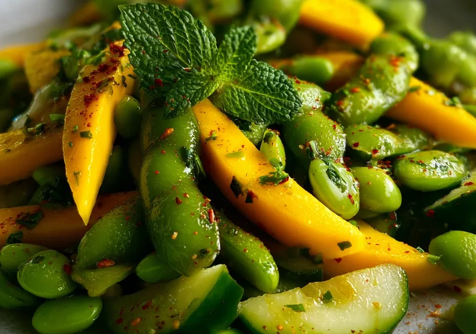 Edamame, Mango & Cucumber Salad with Lime