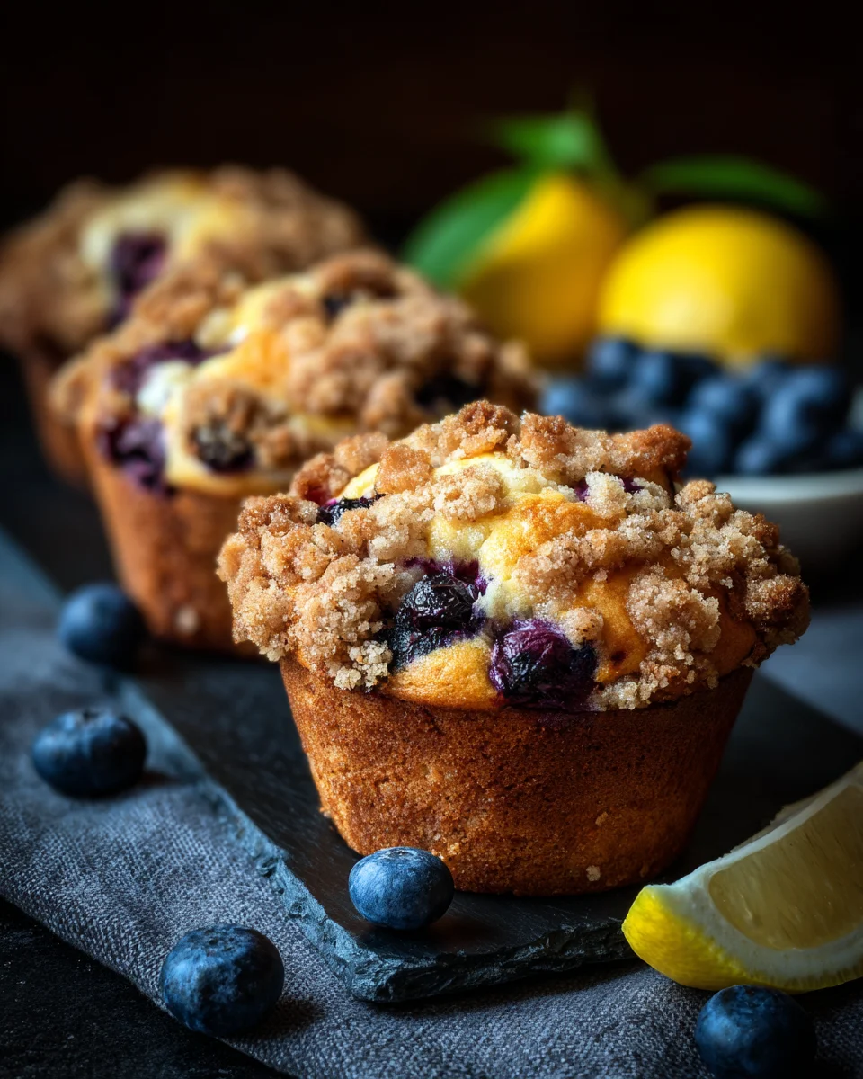 Lemon Blueberry Streusel Muffins