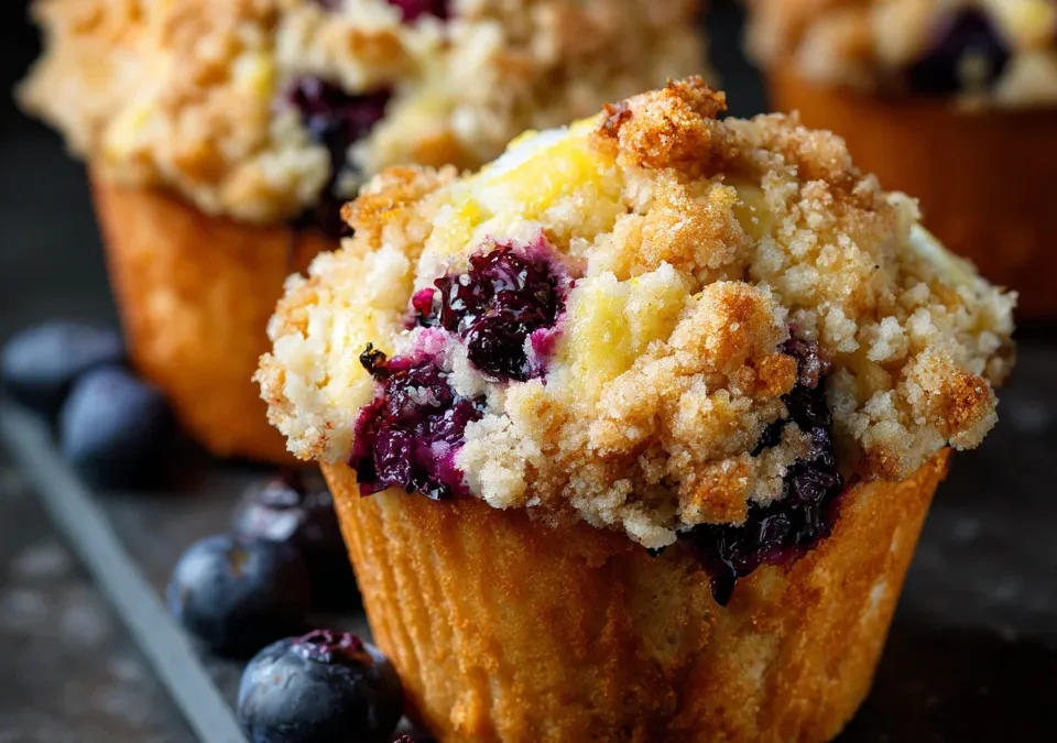 Lemon Blueberry Streusel Muffins