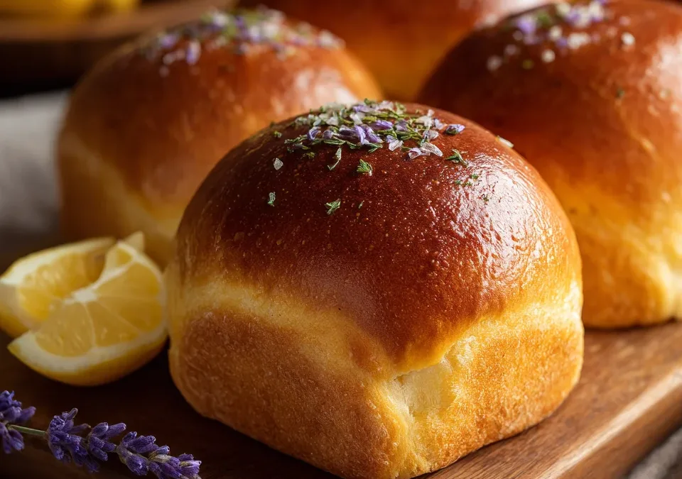 Lemon Lavender Brioche Rolls