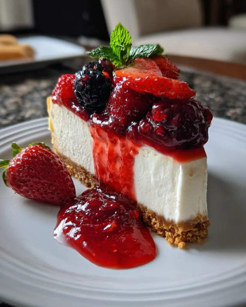 No-Bake Cheesecake with Berry Compote
