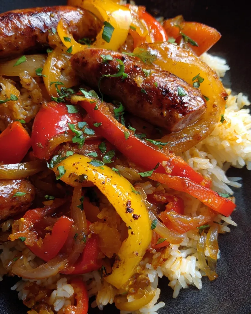 One-Pot Rice Cooker Sausage and Peppers