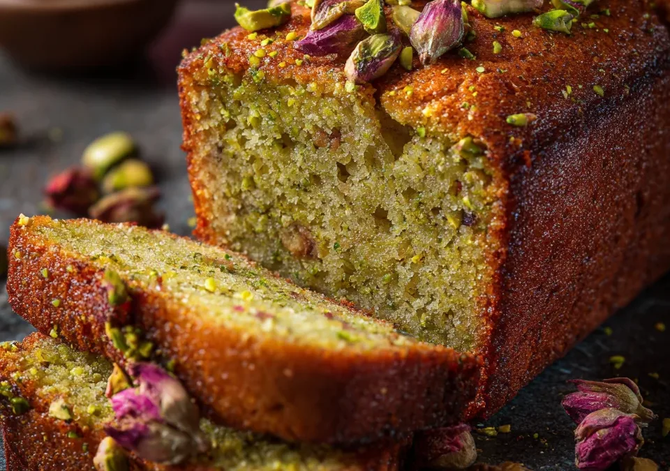Pistachio and Rosewater Loaf Cake