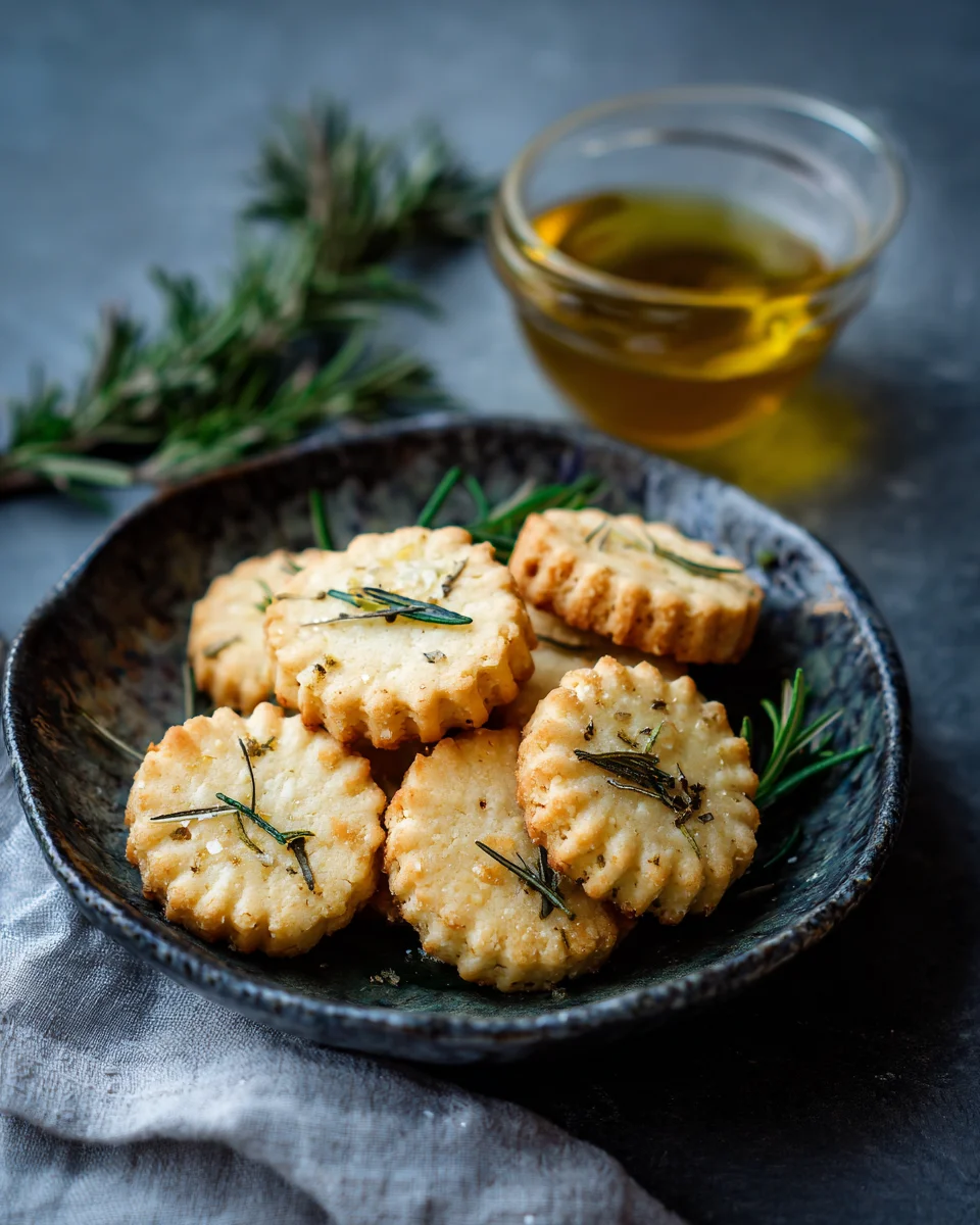 Salted olive oil and rosemary shortbread cookies