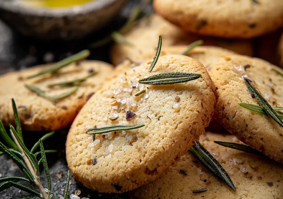 Salted olive oil and rosemary shortbread cookies