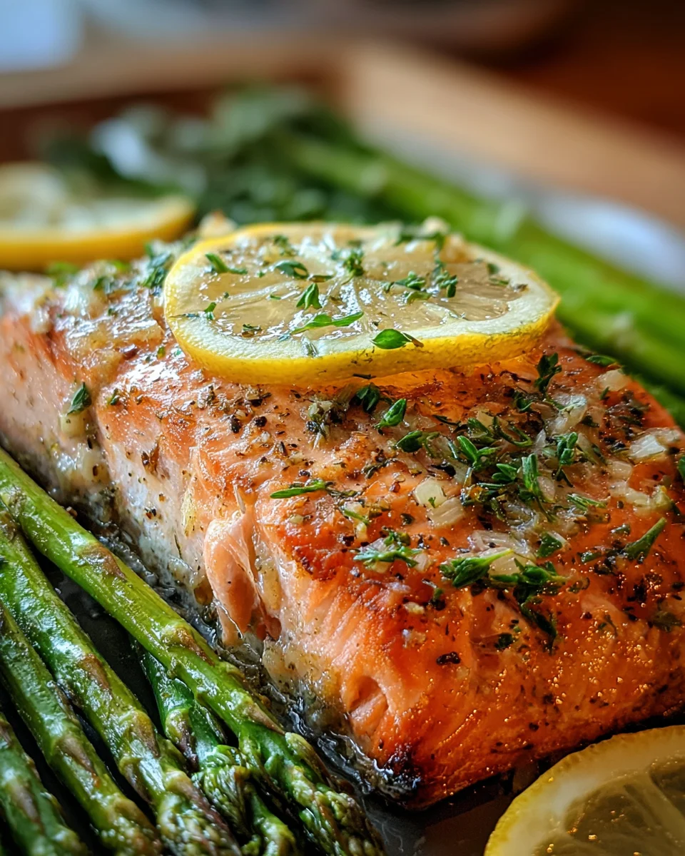 Sheet-Pan Lemon Garlic Butter Salmon with Asparagus