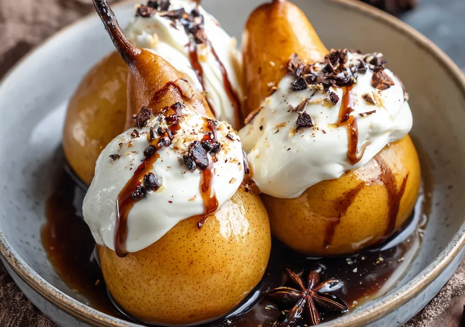 Spiced Poached Pears with Mascarpone