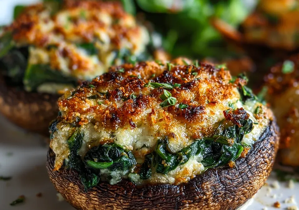 Stuffed Portobello Mushrooms with Spinach