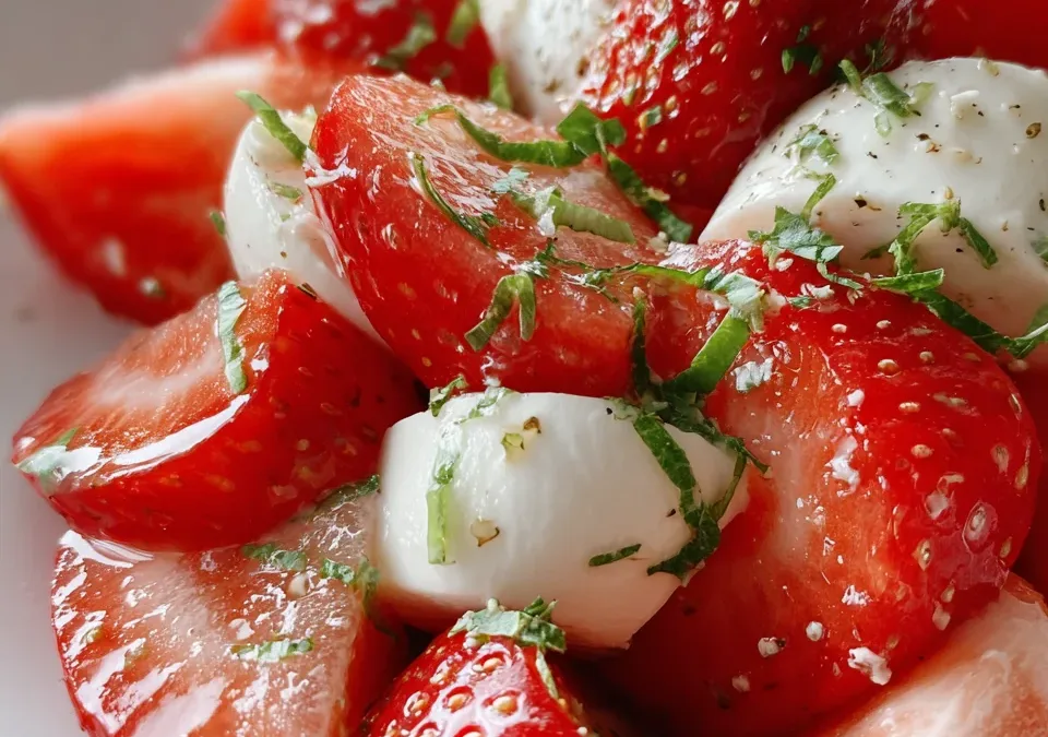 Watermelon Strawberry Caprese Salad