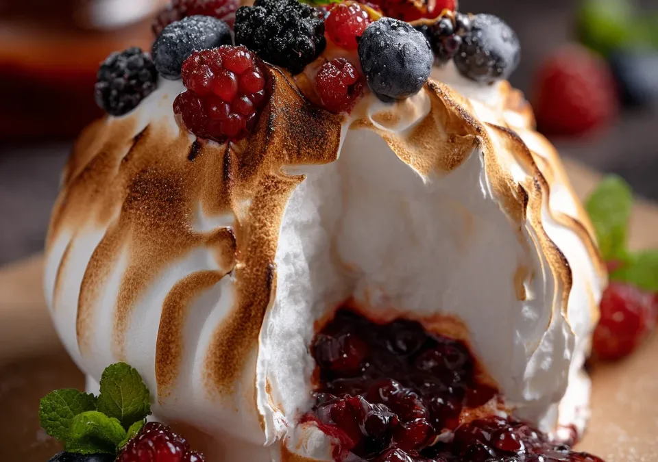 Baked Alaska with Fruit Compote