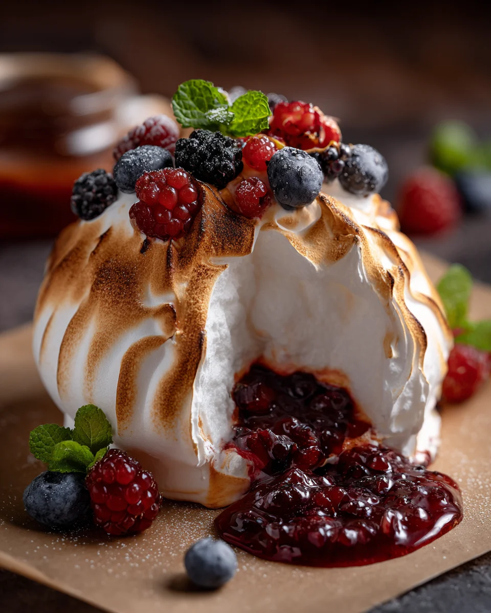 Baked Alaska with Fruit Compote