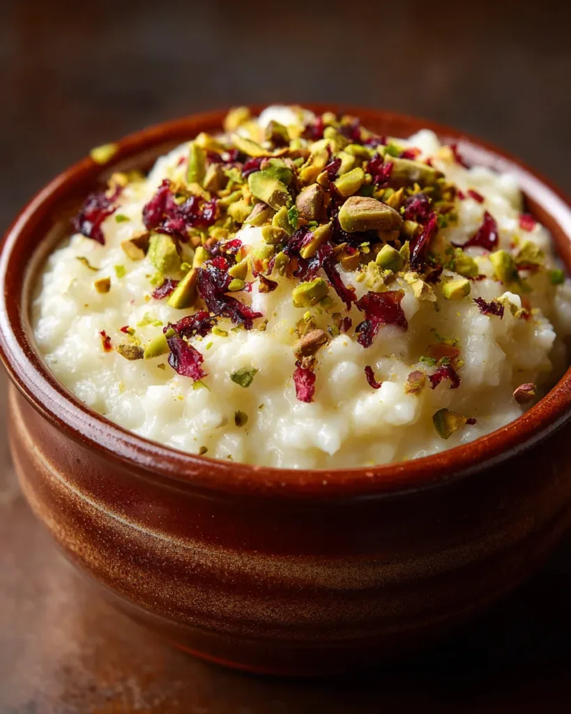 Cardamom Saffron Rice Pudding with Pistachios
