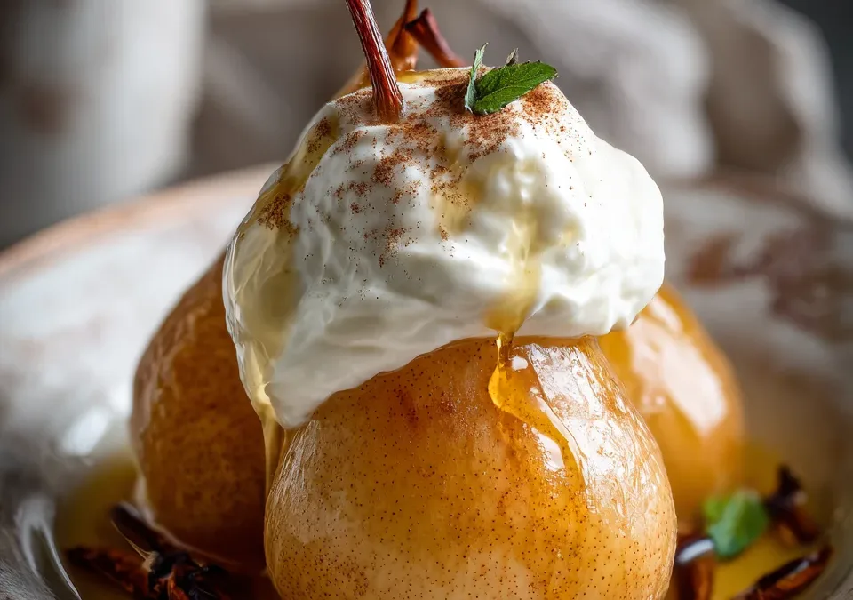 Chai-Spiced Poached Pears with Mascarpone