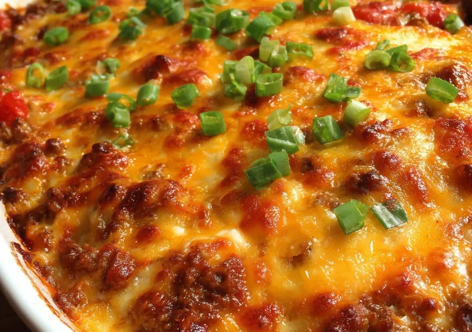 Cheesy Ground Turkey Enchilada Casserole
