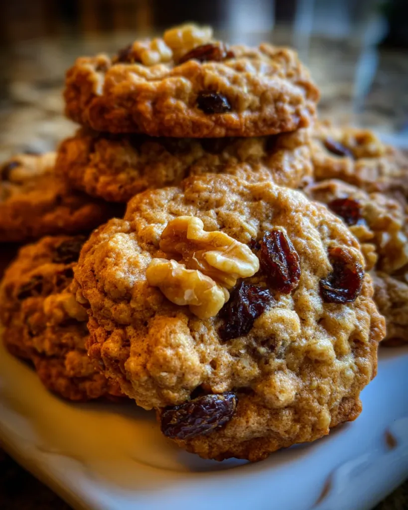Chewy Oatmeal Raisin Cookies with Walnuts