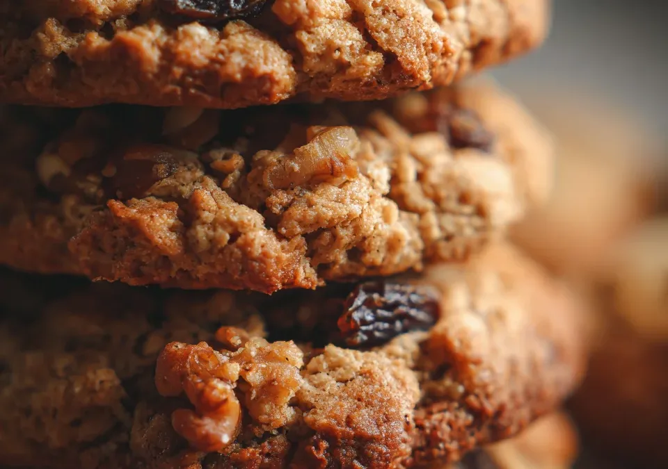 Chewy Oatmeal Raisin Cookies with Walnuts