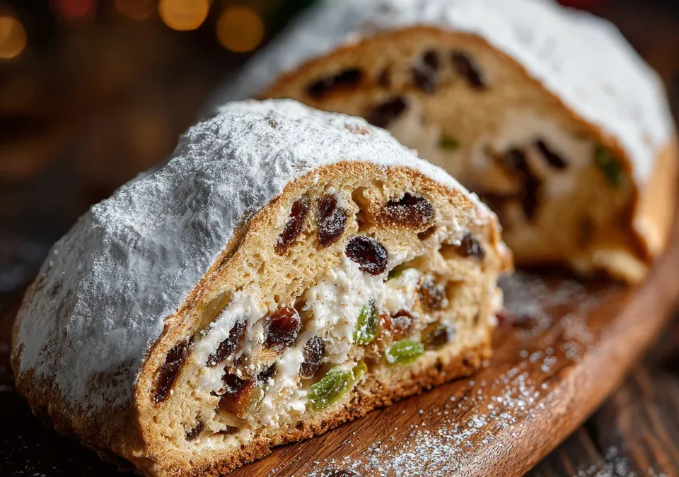 Christmas Stollen Bread with Marzipan Filling