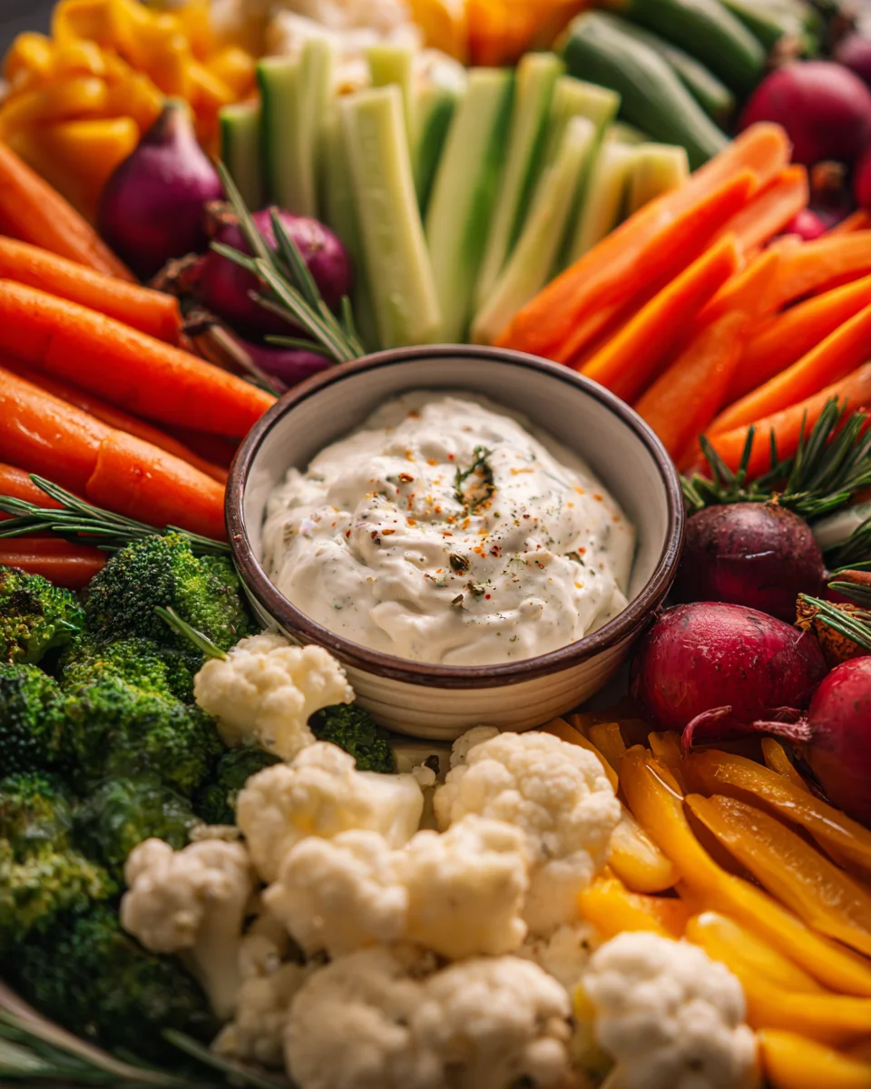 Christmas Tree Veggie Platter with Ranch Dip