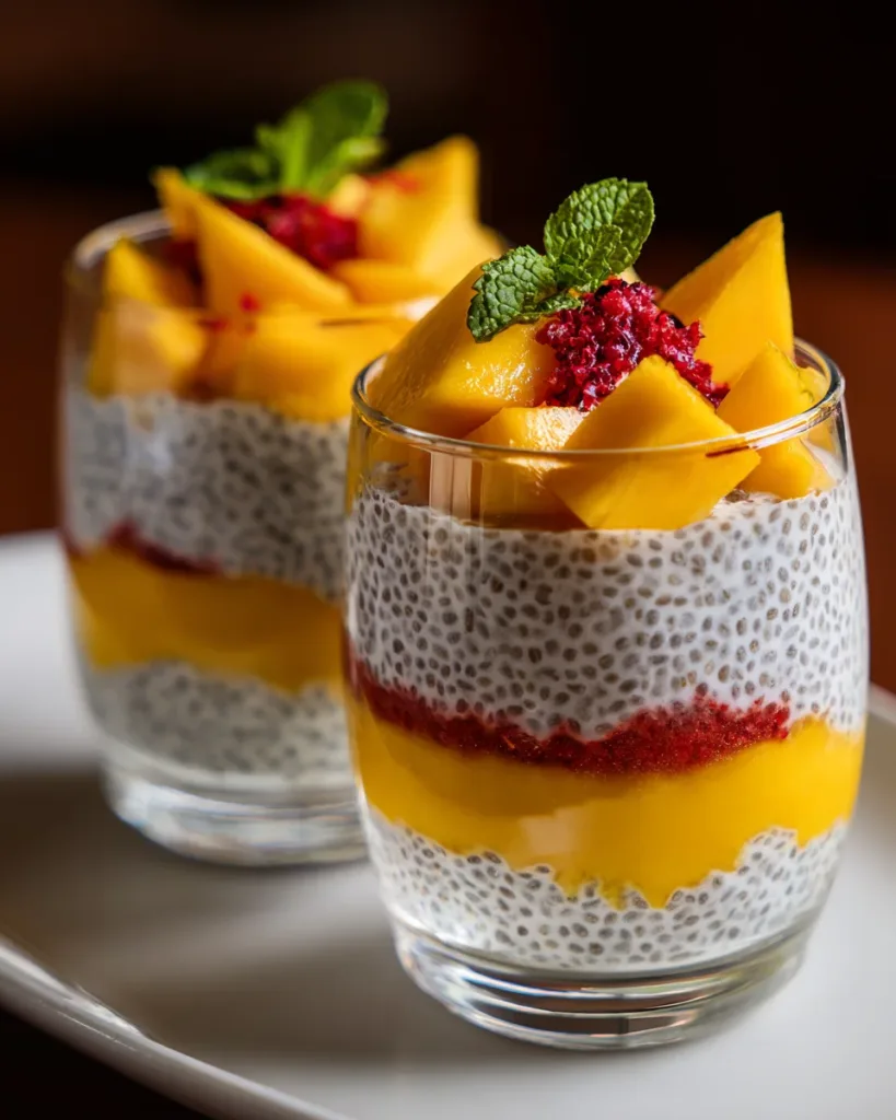 Coconut Mango Chia Seed Pudding Parfait