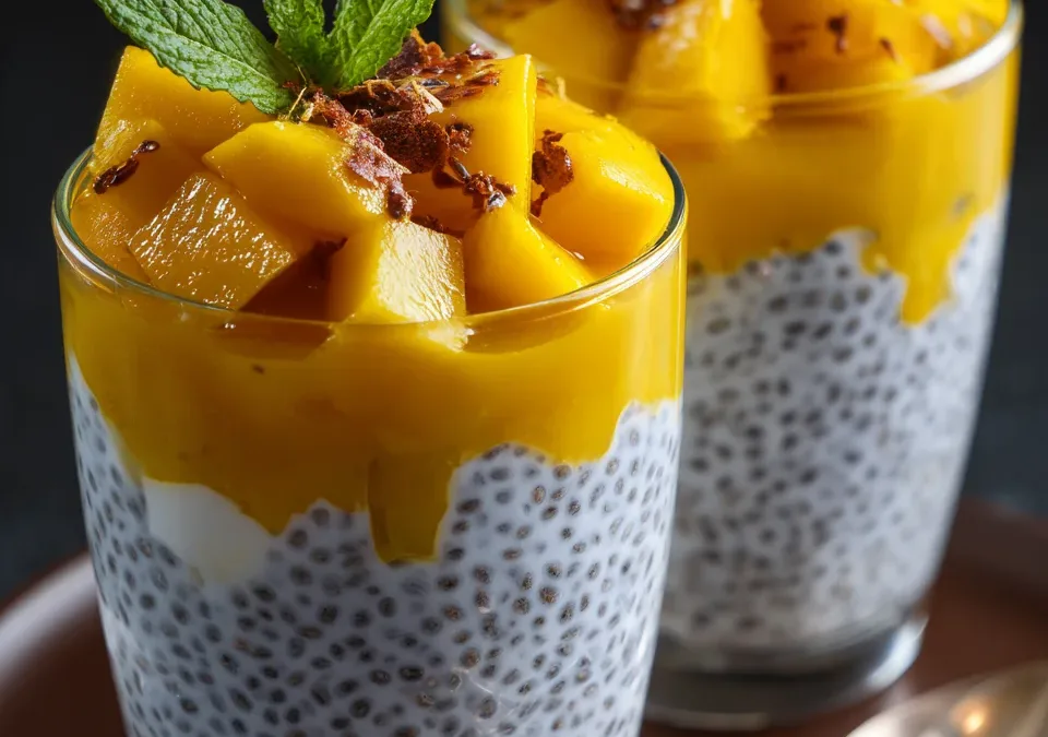 Coconut Mango Chia Seed Pudding Parfait