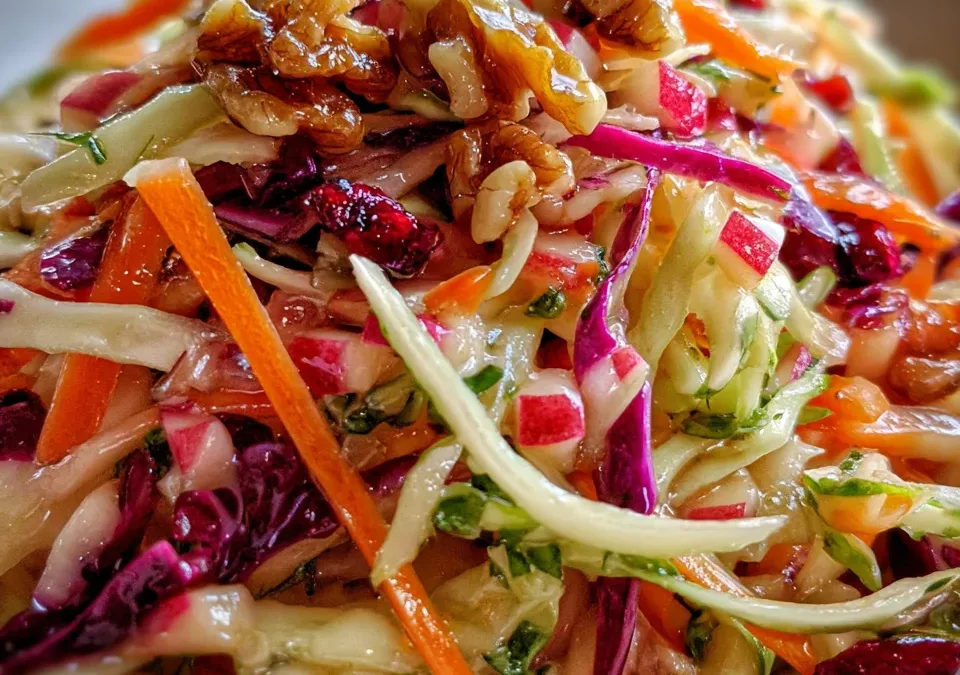 Cran-Apple Walnut Slaw with Maple Dressing