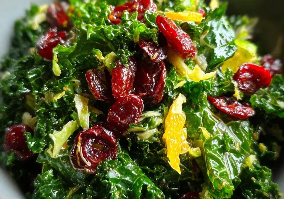 Cranberry Citrus Kale & Brussels Sprouts Slaw