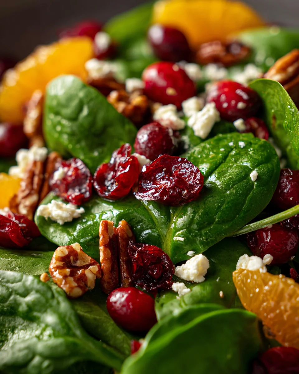Cranberry Orange Feta Spinach Salad