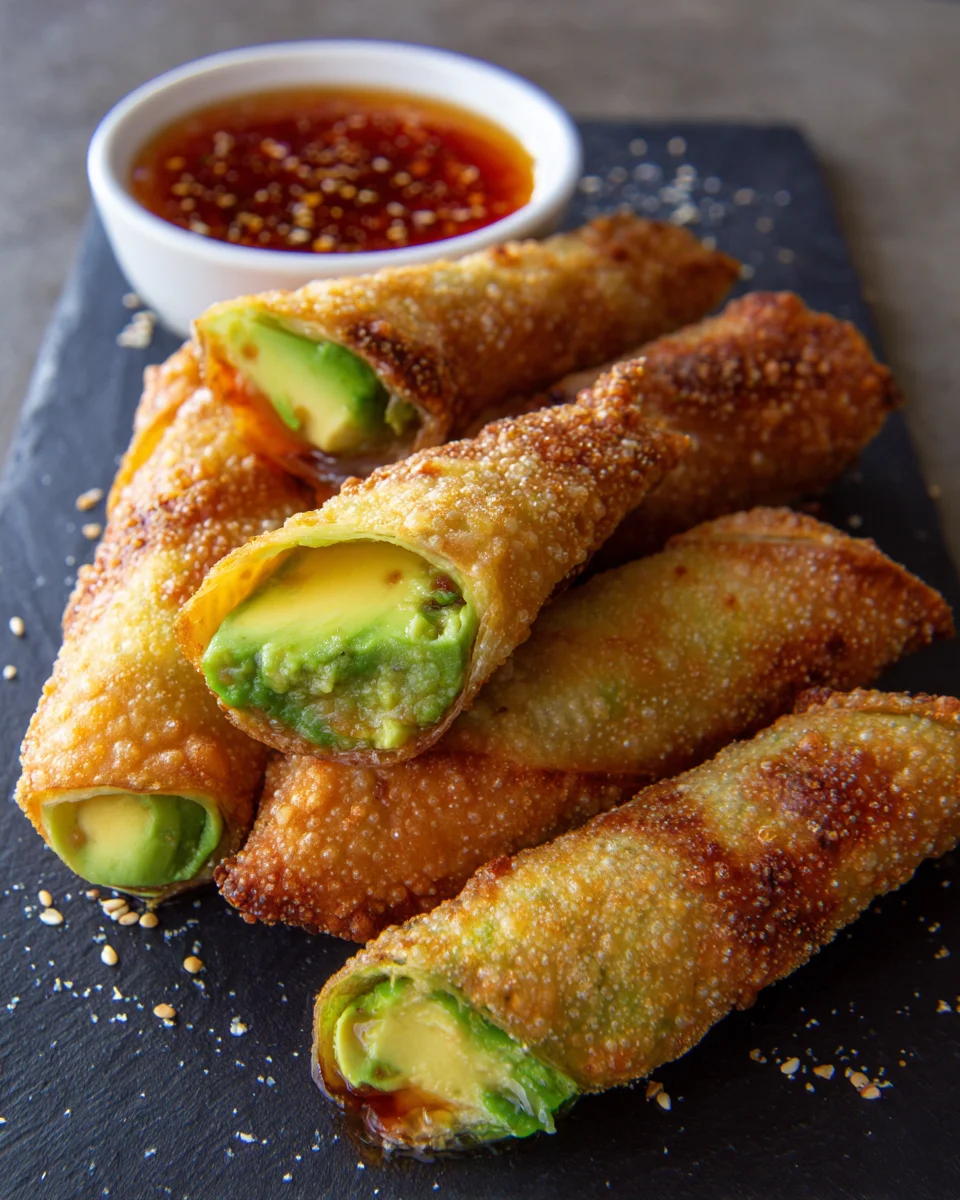 Crispy Avocado Egg Rolls with Sweet Chili Dipping Sauce