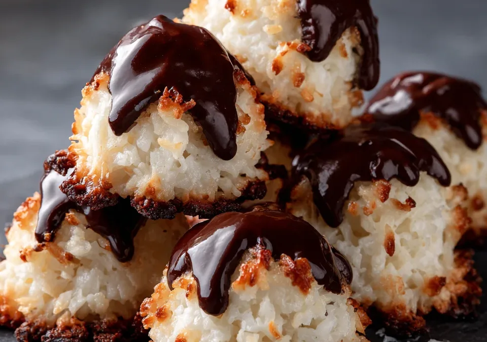 Dark Chocolate Dipped Coconut Macaroons