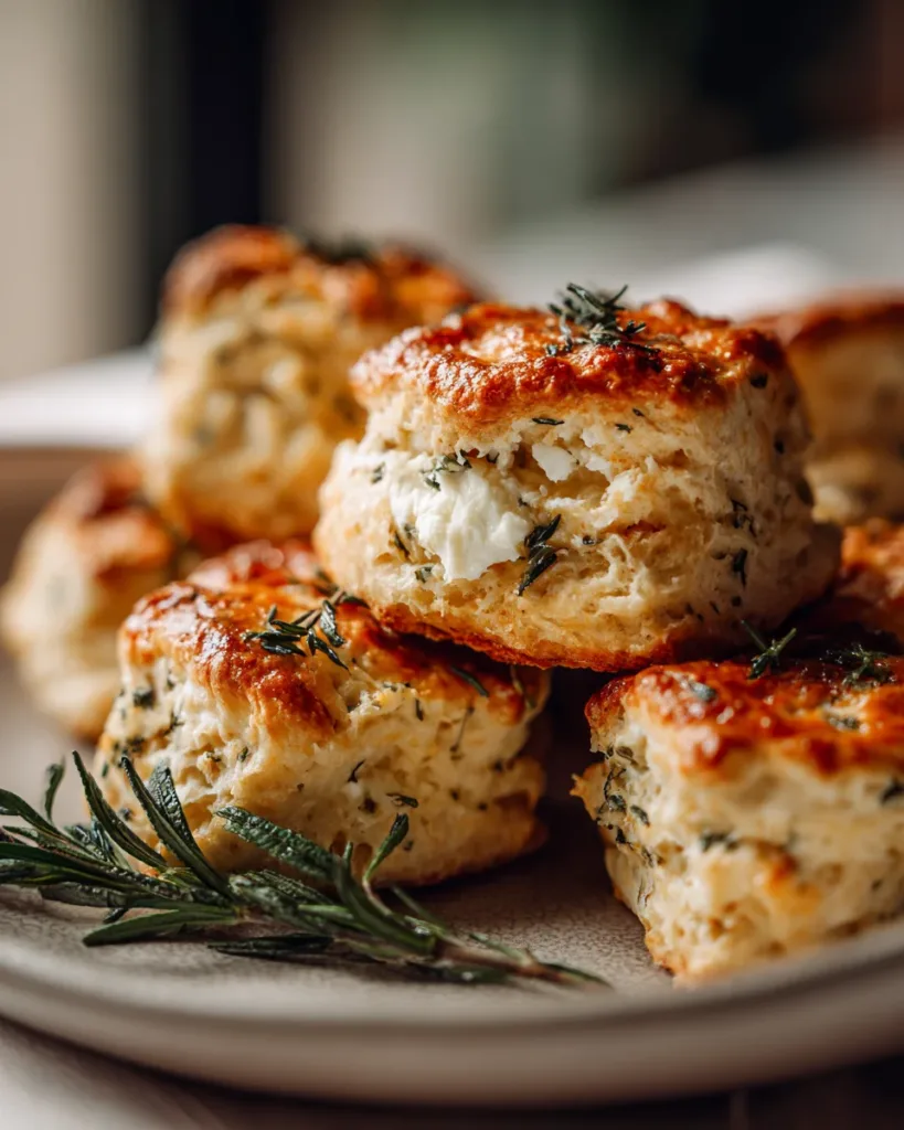 Feta Cheese Stuffed Biscuits with Herb Butter