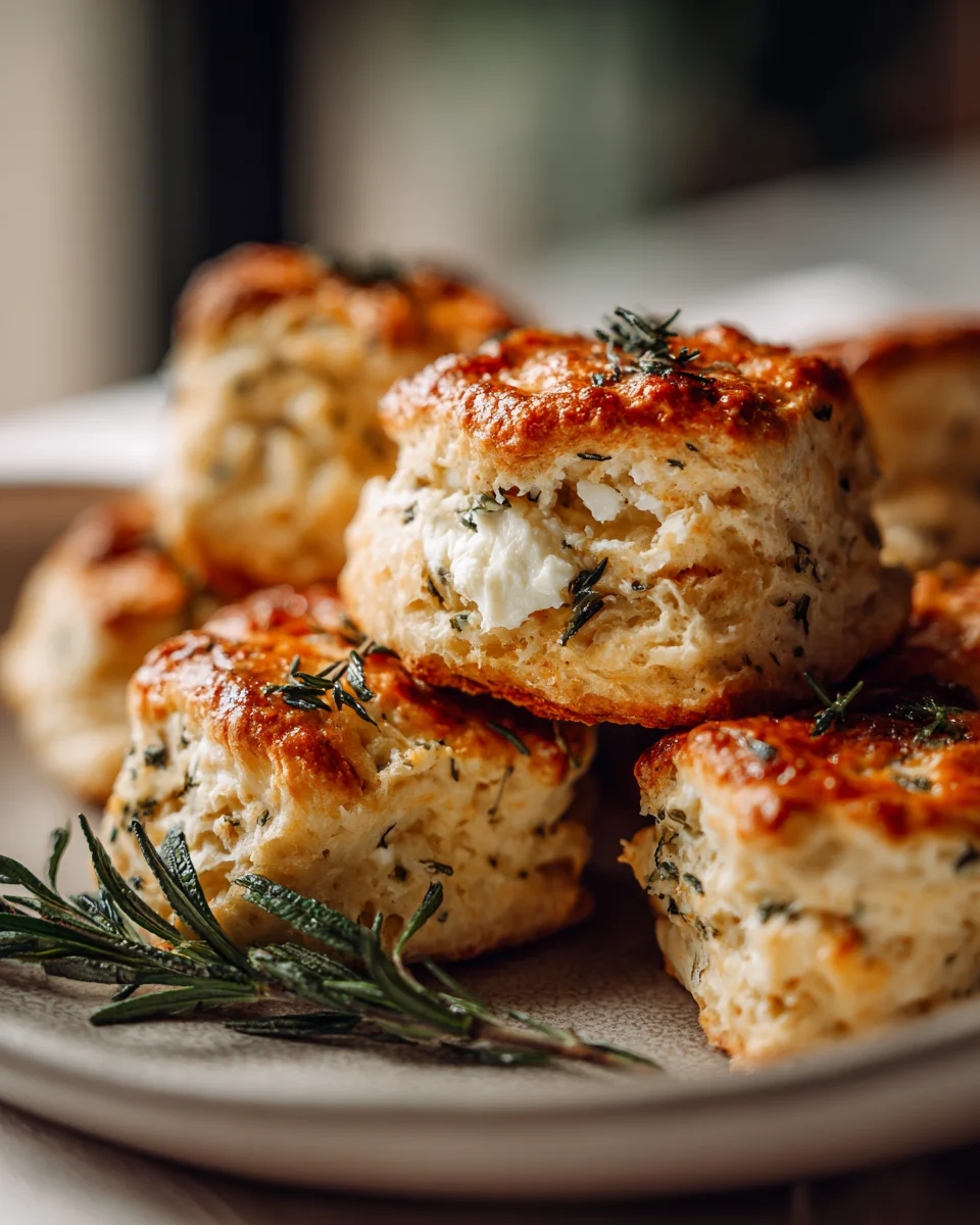 Feta Cheese Stuffed Biscuits with Herb Butter