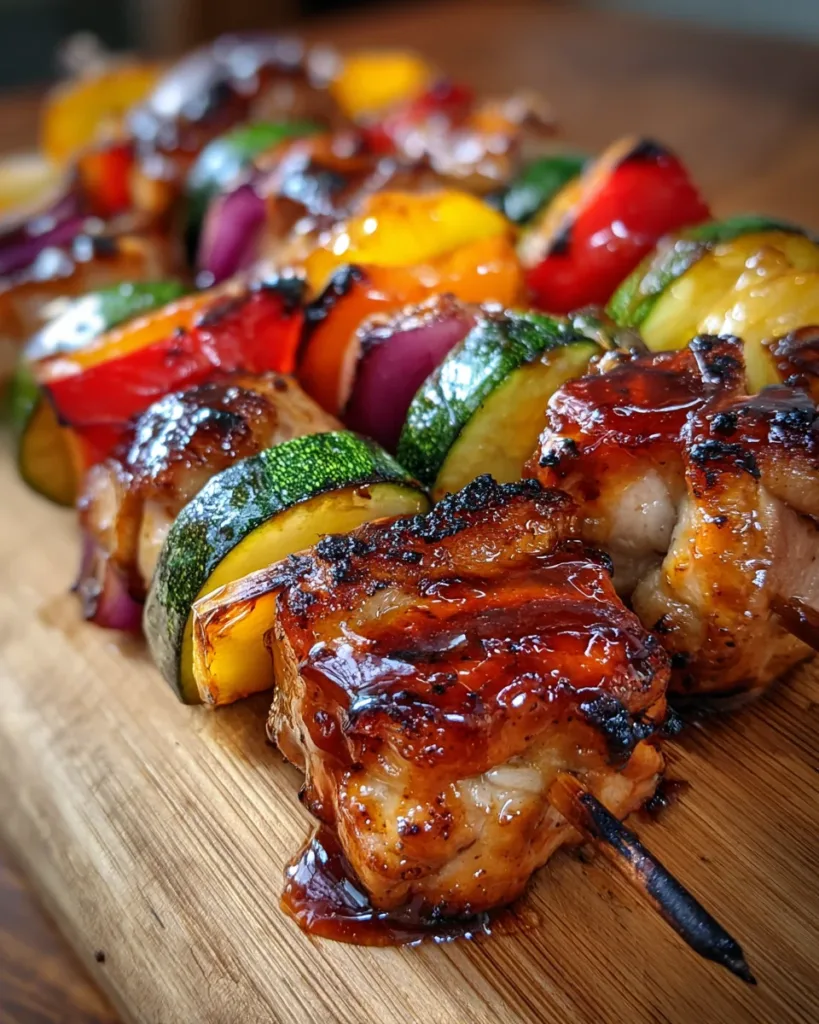 Grilled BBQ Bourbon Chicken Skewers
